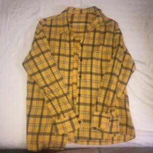 Yellow Black Flannel Button Down